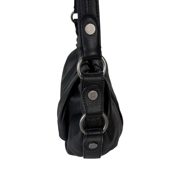 Simply Vera Wang Pleated Black Pebbled Leather Classic Hobo Shoulder Bag Purse - Picture 4 of 16